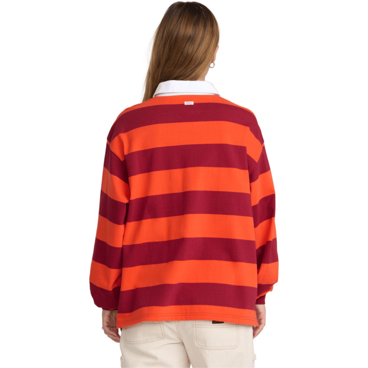 2026 RVCA Womens Academy Long Sleeve Rugby Shirt 23B033668 - Brick Red